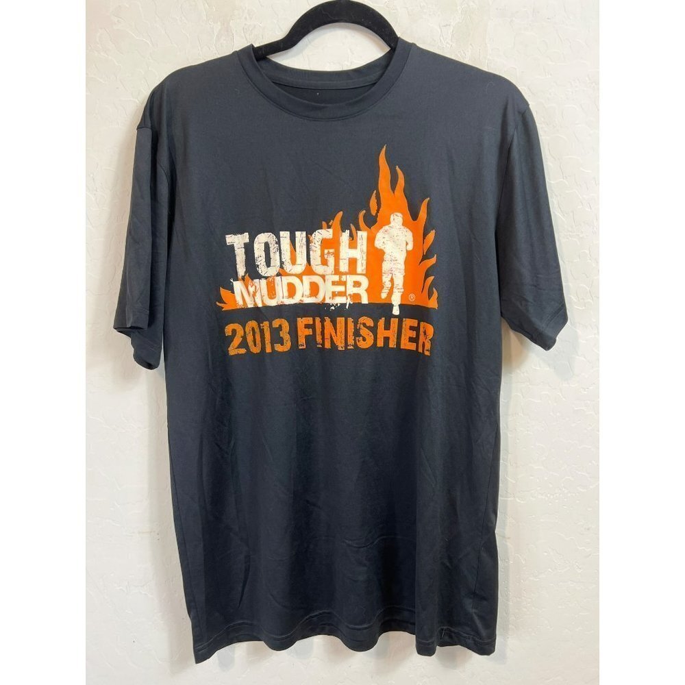 Under Armour Tough Mudder 2013 Finisher Sz M Black Orange Sponsors on Back Heatg